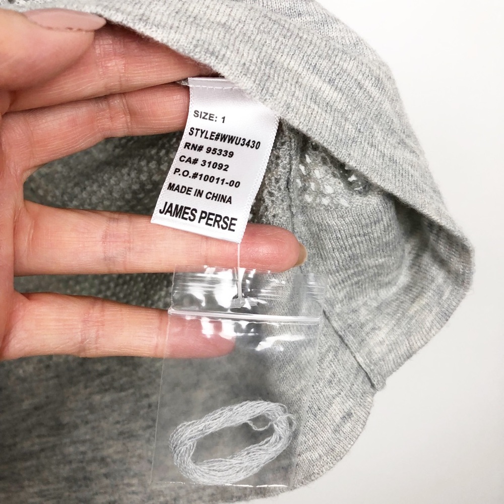❤️SOLD❤️ James Perse Wool Cashmere Mesh Open Knit Sweater S/Sleeve Gray Size 1 - Picture 3 of 5